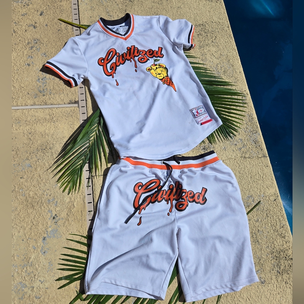 White and Orange Men's Jersey Set